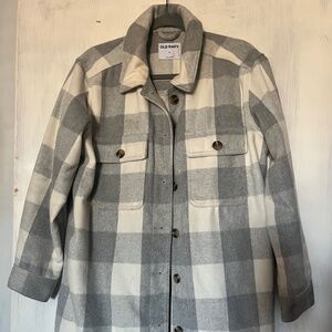 Grey and white fleece flannel